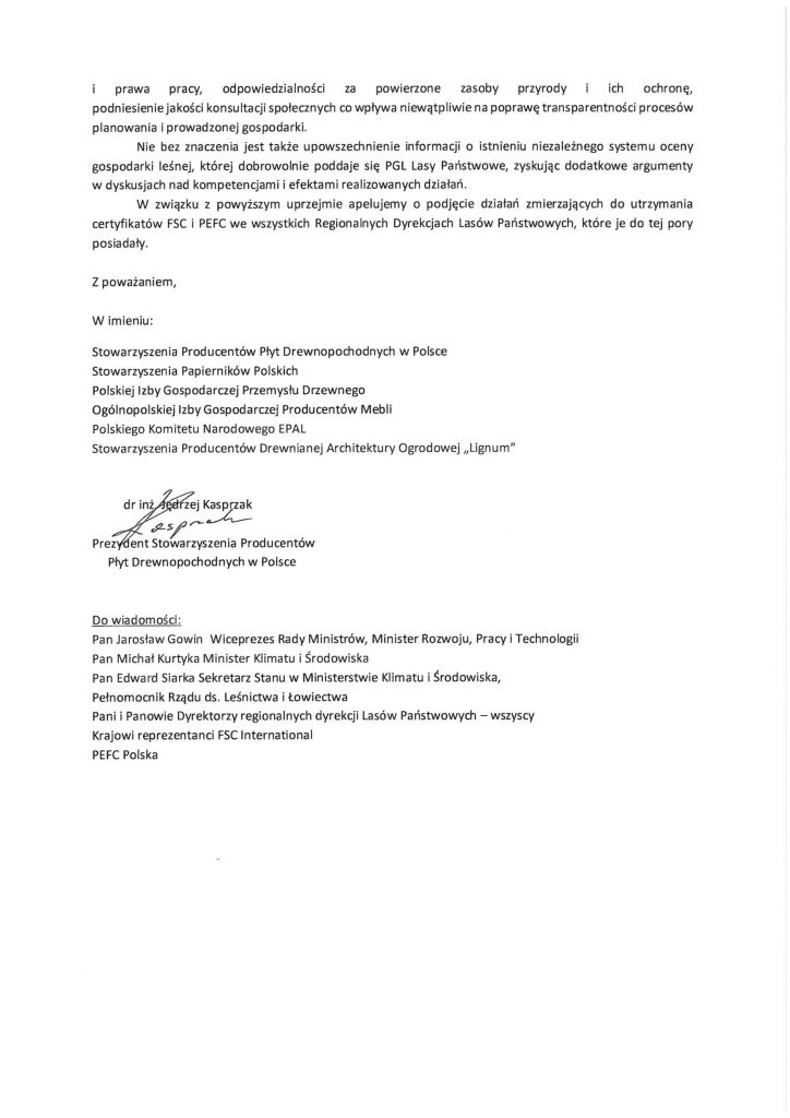 Certyfikat FSC I PIGPD I Polska Izba Gospodarcza Przemysłu Drzewnego I drewno I tartak I paleta I pellet